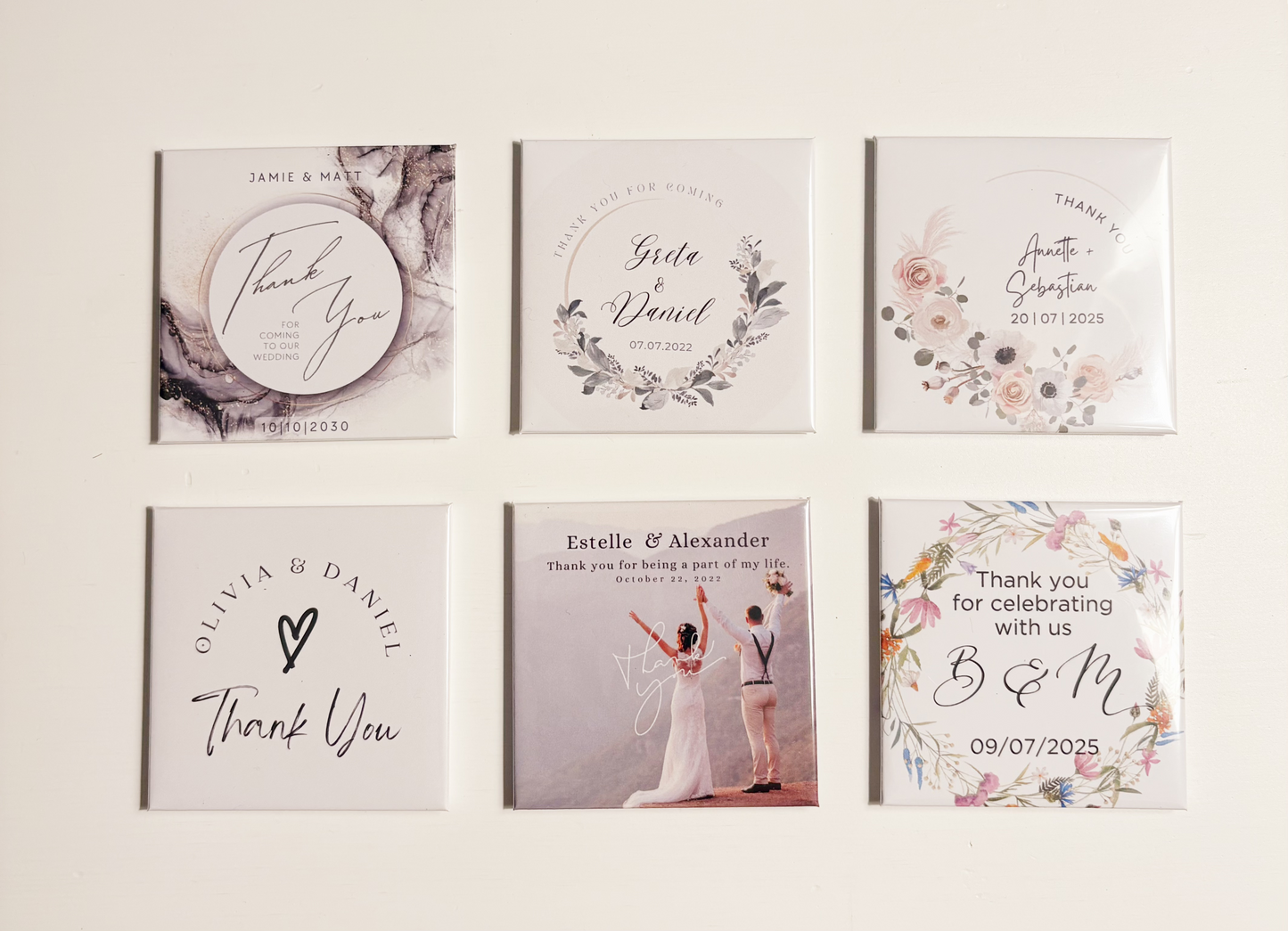 Custom Wedding Thank You magnets 2.5" x 2.5"
